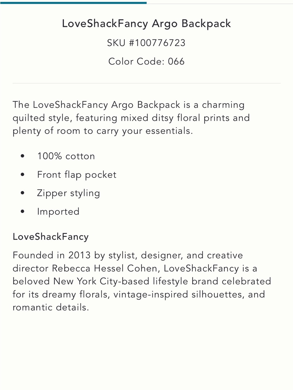 LoveShackFancy Argo Backpack NWT - Picture 4 of 6